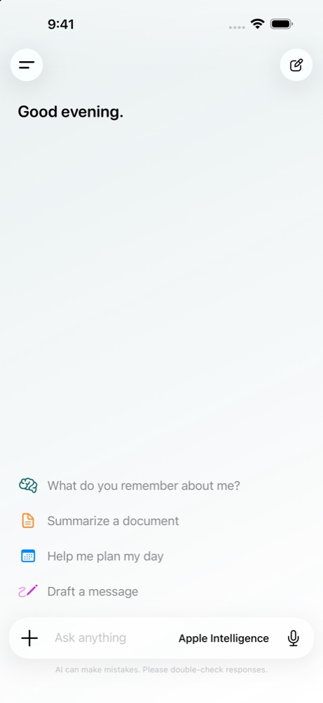My Local AI opening chat screen